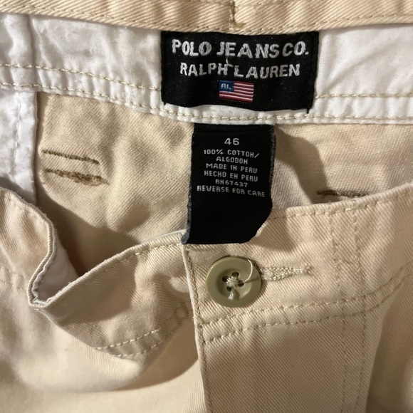 Polo Jeans Company Ralph Lauren Surplus Shorts Mens 46 Beige Vintage Cargo - Picture 7 of 7